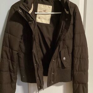 Hollister Jacket Coat Womens Size Medium Brown Puffer Down Feather Filled